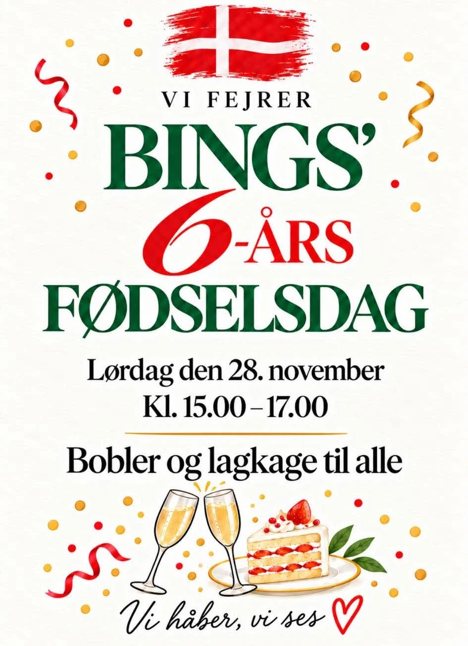 Plakat for Bings’ 6-års fødselsdag den 28. november