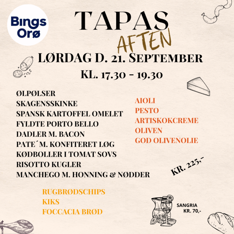 Tapas aften på Bings i september